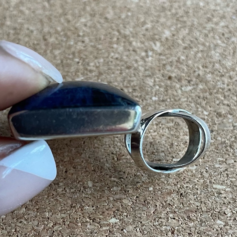 Lapis Rectangular Pendant Sterling Silver - image 6